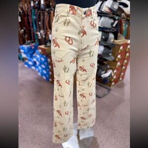 NEW Denim Western Print Jeans in Ecru